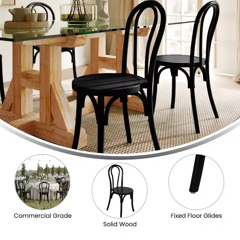 Chaises de salle à manger empilables élégantes en bois massif