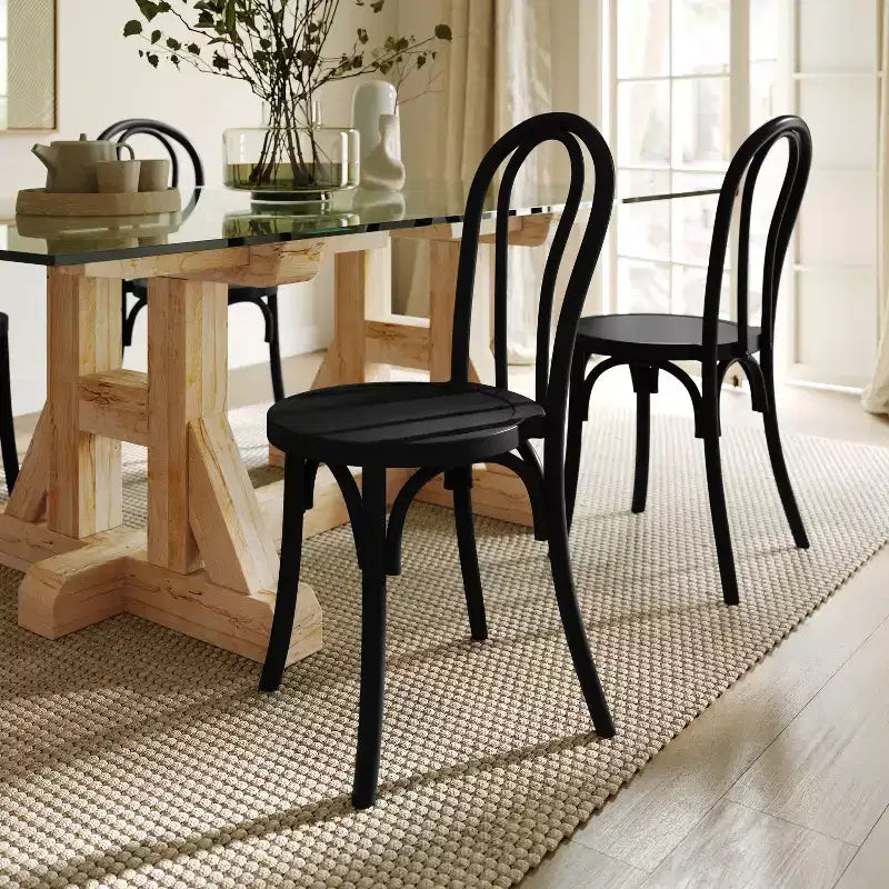 Chaises de salle à manger empilables élégantes en bois massif